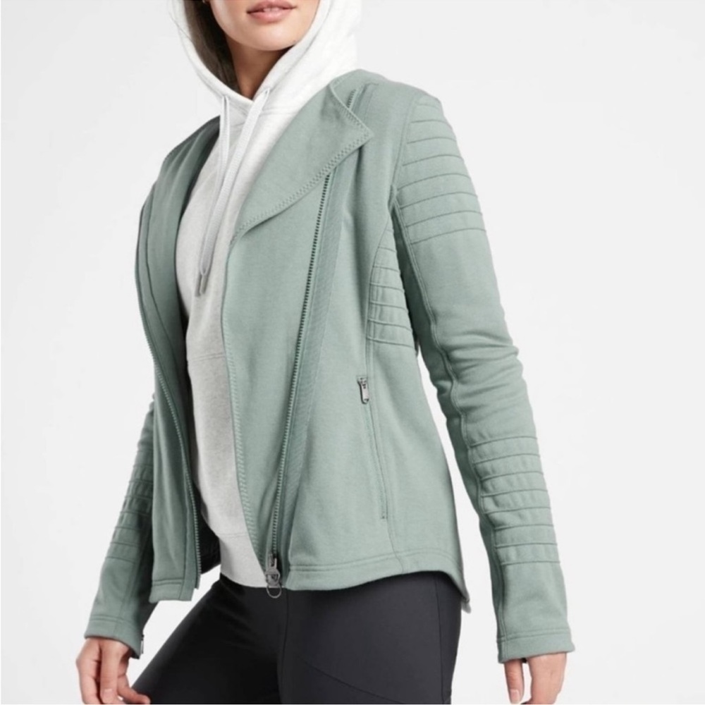 Athleta moto jacket seafoam green size medium